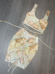 Cream Print Top & Skirt Size 6